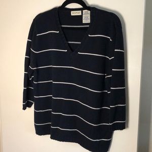 Vintage Quarter-length Sleeve Striped Sweater | Size 12/14